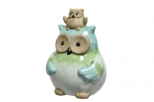 Decorative figurine of an Owl with an owlet, assorted 15 cm, Plastic