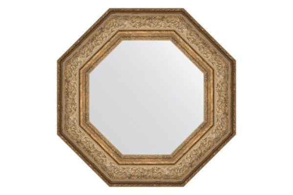 Wall mirror in a baguette frame EVOFORM Octagon BY 3850, antique bronze vignette 60.6x60.6 cm