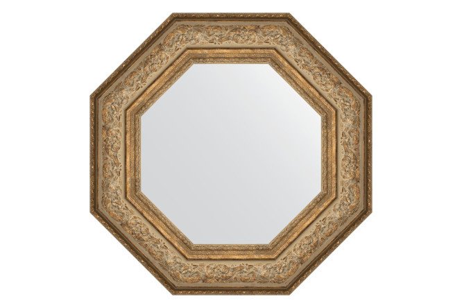 Wall mirror in a baguette frame EVOFORM Octagon BY 3850, antique bronze vignette 60.6x60.6 cm