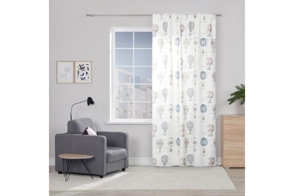 Children's curtain with ribbon MICASA Leoni 1 piece, beige, gray, 150x280 cm