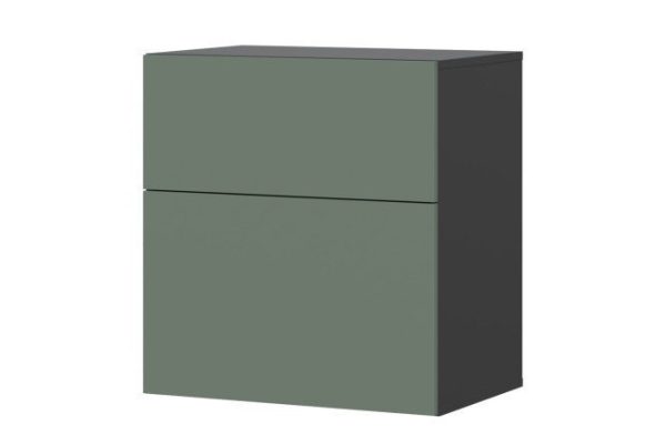 Cabinet Oscar Moon 60x64 with 2 drawers, anthracite / olive soft
