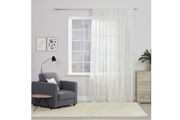 Tulle with ribbon MITTE Emiline 500x280 cm, 1 piece, ecru color