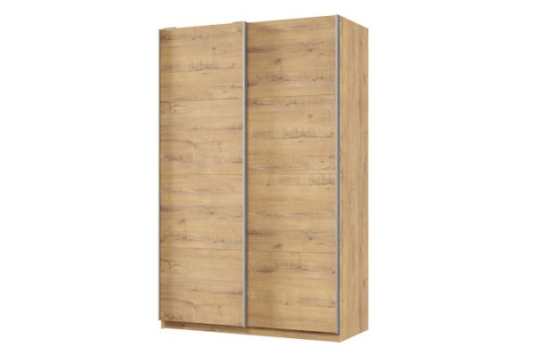 Sliding wardrobe 2-door Praktik 140x220x60 cm, bunratti, silver profile