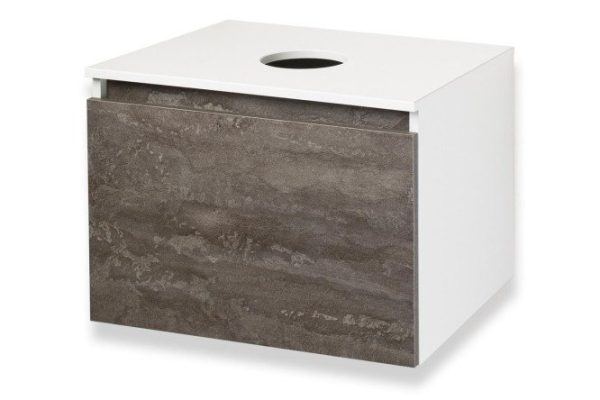 Hanging cabinet RUNO Bari 00-00001378 60 cm, frame color white, facade iron stone