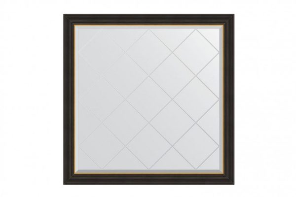 Wall mirror with engraving in a baguette frame EVOFORM BY 4539 ebony with gold 104x104 cm