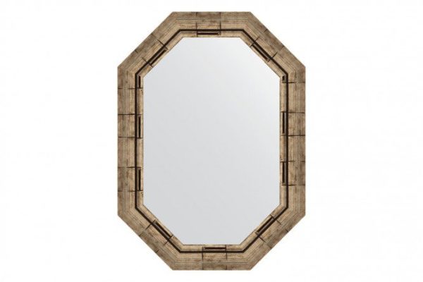 Wall mirror in a baguette frame EVOFORM Polygon BY 7125, silver bamboo 53x73 cm