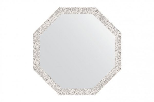 Wall mirror in a baguette frame EVOFORM Octagon BY 3956, white embossing 63x63 cm