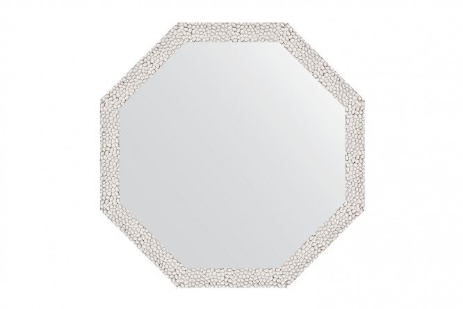 Wall mirror in a baguette frame EVOFORM Octagon BY 3956, white embossing 63x63 cm