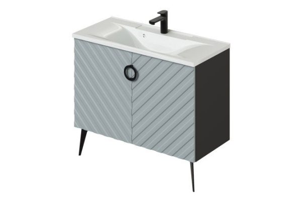 Floor stand Palladio 2.0 98.7 cm, frame color black, facade gray-blue