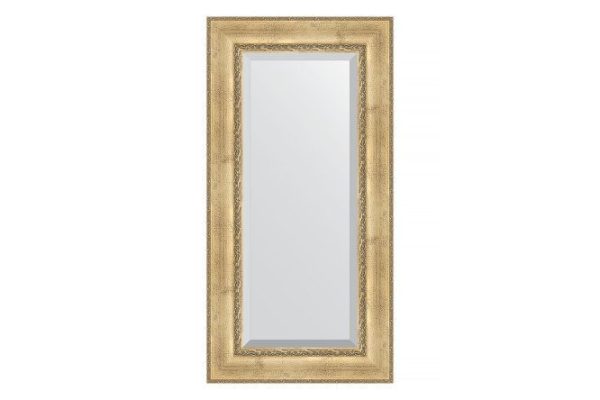 Wall mirror with bevel in a baguette frame EVOFORM antique silver with ornament 62x122 cm