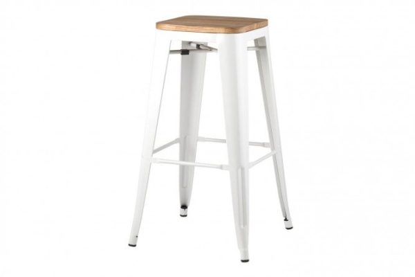 Bar stool Tolix 45x84.5x51.5 cm, light wood color, glossy white