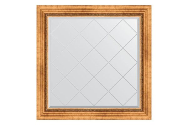 Wall mirror with engraving in a baguette frame EVOFORM Roman gold 106x106 cm