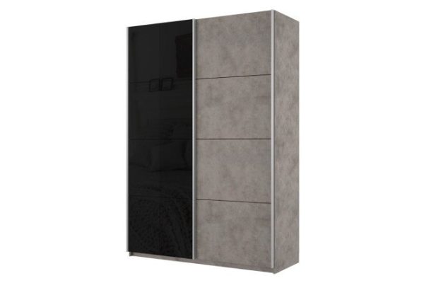 2-door wardrobe Cors 160x230 cm, light concrete, black