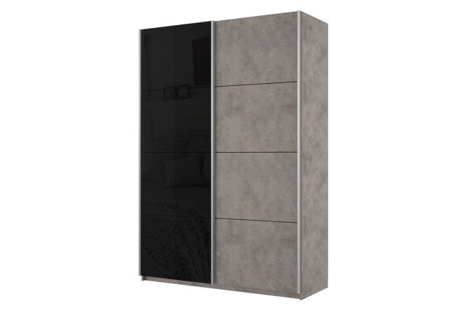 2-door wardrobe Cors 160x230 cm, light concrete, black