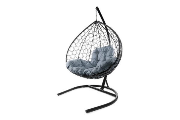 Hanging cocoon chair XL 75x186x118 cm, base and frame color black, finishing black