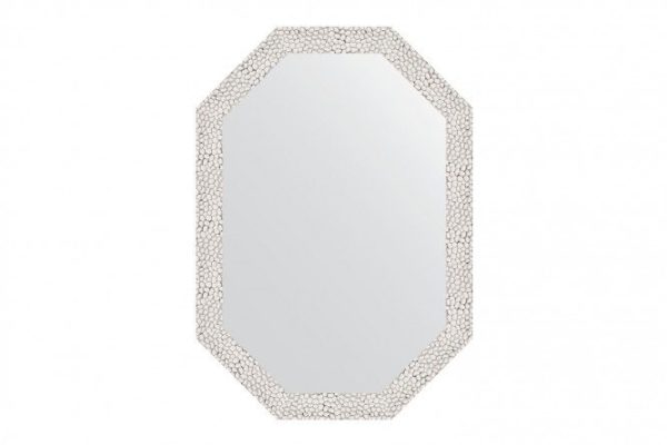 Wall mirror in a baguette frame EVOFORM Polygon BY 7001, white embossing 48x68 cm