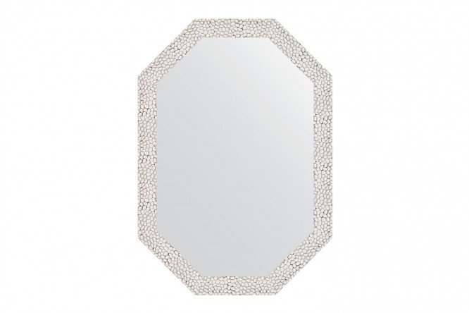 Wall mirror in a baguette frame EVOFORM Polygon BY 7001, white embossing 48x68 cm