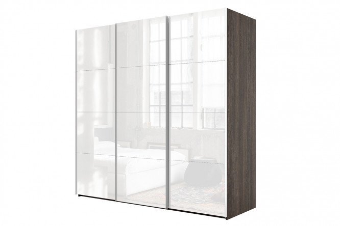 Sliding wardrobe 3-door Comet 240x220 cm wenge Mali, white glass facades