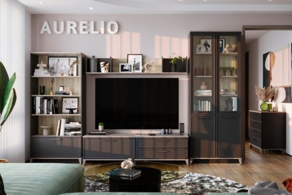 Living room Aurelio anthracite, blackwood satin, set 2