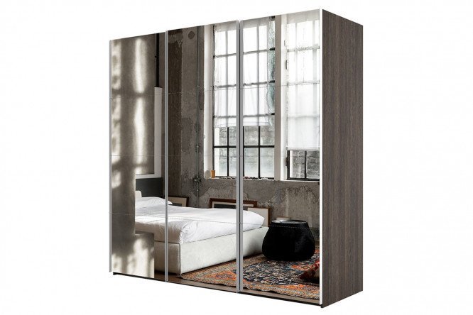 Sliding wardrobe 3-door Comet 300x240 cm wenge Mali, mirror facades