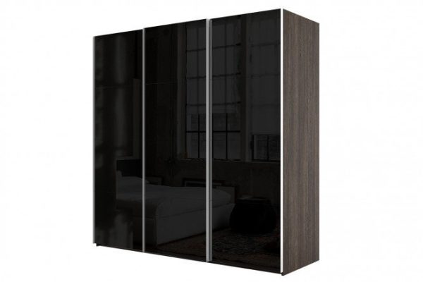 Sliding wardrobe 3-door Comet 270x220 cm wenge Mali, black glass facades