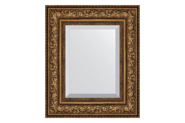 Wall mirror with bevel in a baguette frame EVOFORM BY 3375 vignette aged bronze 50x60 cm