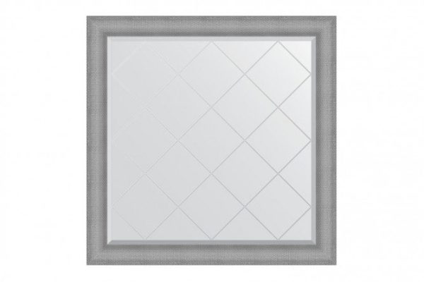 Wall mirror with engraving in a baguette frame EVOFORM BY 4551 silver chain mail 107x107 cm