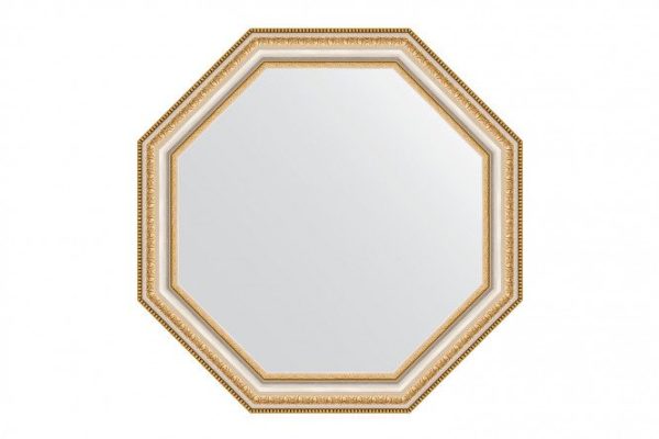 Wall mirror in a baguette frame EVOFORM Octagon BY 3979, gold beads on silver 56x56 cm