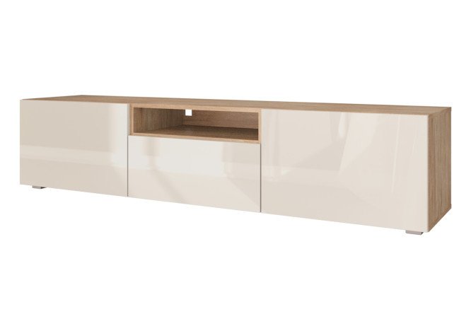 Cabinet Oscar Amika 180x40 with 2 doors, drawer and shelf, sonoma oak / glossy cashmere