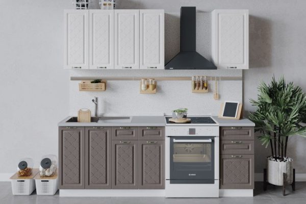 Kitchen set Bianca 160x213.2x47.8 cm, frame color white, facade white oak/gray oak