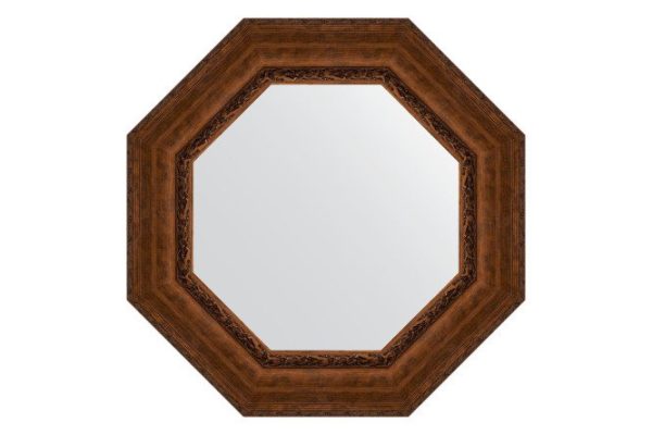 Wall mirror in a baguette frame EVOFORM Octagon BY 3860, aged bronze with ornament 72.6x72.6 cm