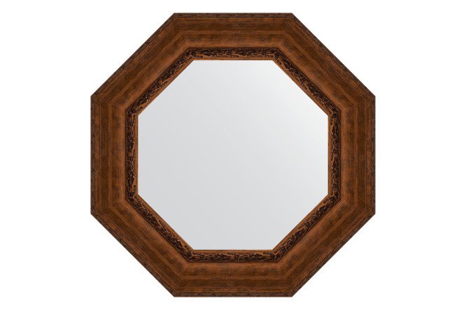 Wall mirror in a baguette frame EVOFORM Octagon BY 3860, aged bronze with ornament 72.6x72.6 cm
