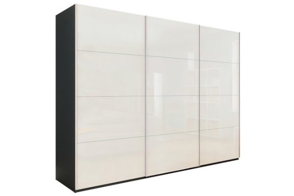 3-door wardrobe Comet 300x240x66 cm, diamond gray, white