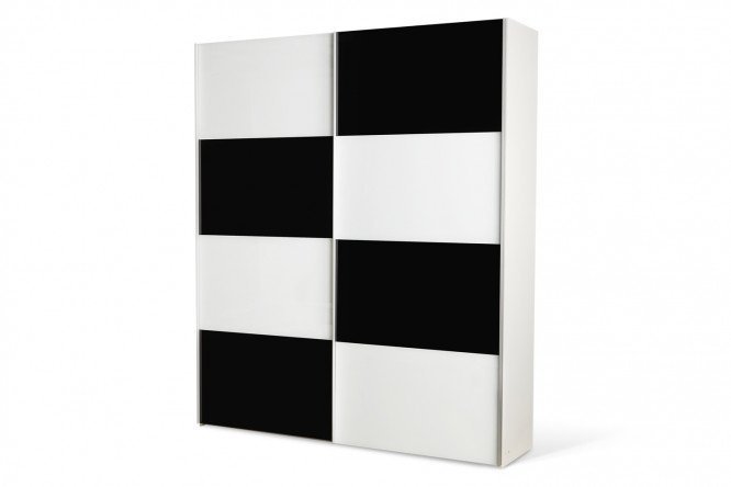 Sliding wardrobe 2-door Comet 180x220 cm white snow, facades white and black glass