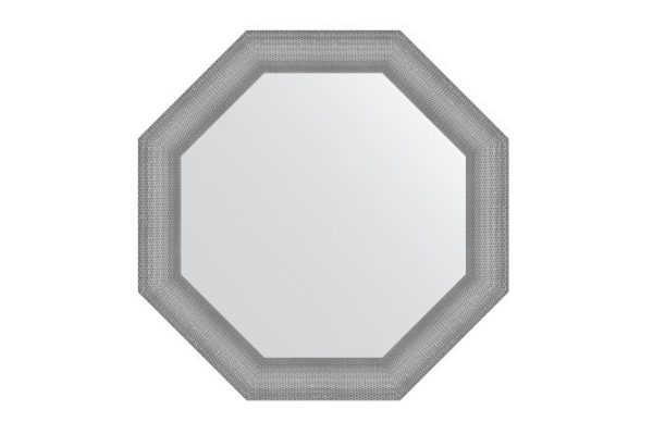 Wall mirror in a baguette frame EVOFORM Octagon BY 3879, silver chain mail 77x77 cm
