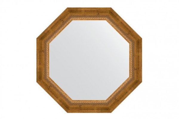 Wall mirror in a baguette frame EVOFORM Octagon BY 7316, aged bronze with wickerwork 58x58 cm