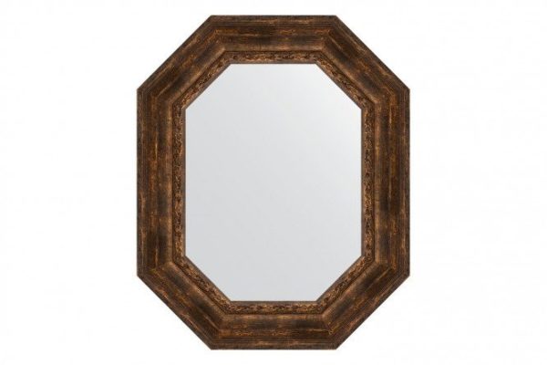 Wall mirror in a baguette frame EVOFORM Polygon BY 7270, aged wood with ornaments 67x82 cm