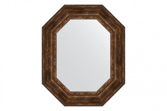 Wall mirror in a baguette frame EVOFORM Polygon BY 7270, aged wood with ornaments 67x82 cm