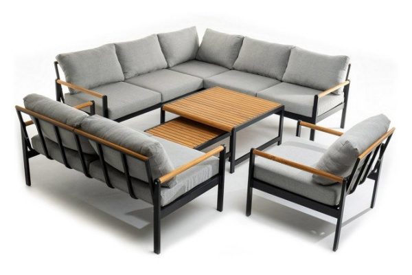 Lounge area Maya XL color dark graphite, light teak, light gray