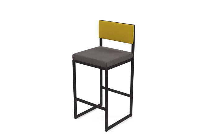 Bar stool Horeca Barnes 40x90x40 cm, upholstery color gray, yellow, legs black