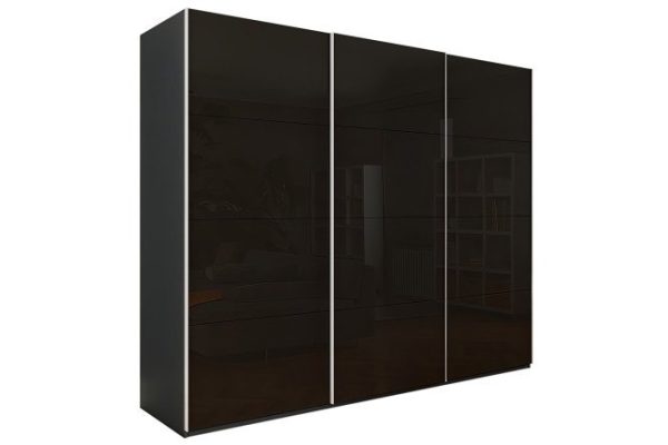 3-door wardrobe Comet 270x220x66 cm, diamond gray, black