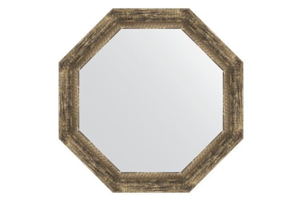 Wall mirror in a baguette frame EVOFORM Octagon BY 3665, old wood with weaving 63x63 cm