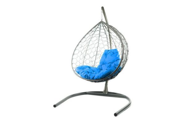 Hanging cocoon chair XL 75x186x118 cm, base and frame color gray, finishing gray