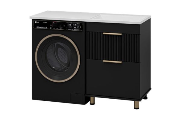 Floor cabinet for washing machine Enfida 60 ENF-07060-022Я with 2 drawers 57.6 cm, frame color matte black, facade matte black