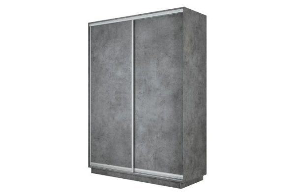 2-door wardrobe Slide-2 120x220x60 cm, concrete/silver