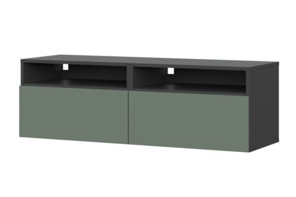 Cabinet Oscar Moon 120x40 with 2 drawers and 2 shelves, anthracite / olive soft