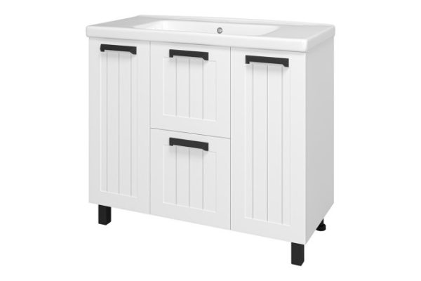 Floor stand Sparta 100 P-Spa-06100-01-012Ya with 2 doors 97.7 cm, frame color white, facade white