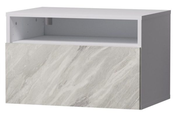 Cabinet with shelf and drawer Oscar Statuario 60x40 with door closer, white / statuario