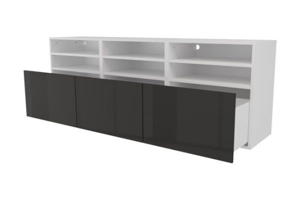 anmqcsxcg05p1a3hku8617kq5s44nzn7.jpg Cabinet 6 shelves and 3 drawers Oscar Amika 180x64 with closers, white / black graphite gloss