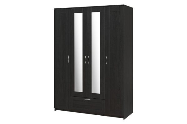 Wardrobe 4-door Sirius with 2 mirrored doors and 1 drawer